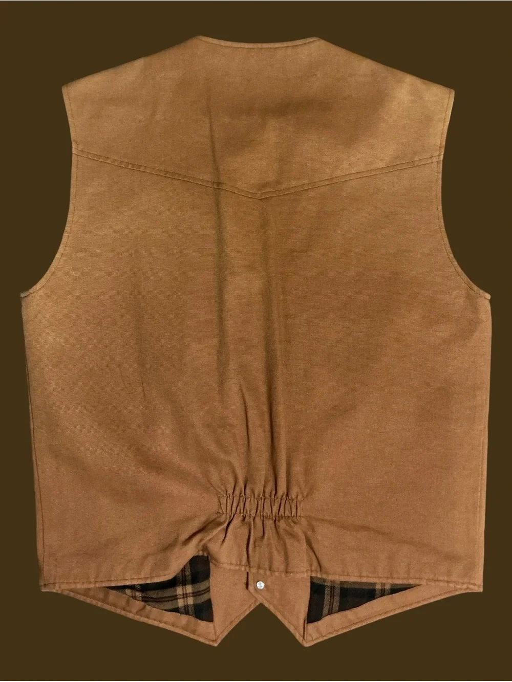 Vintage Wrangler Premium Quality Tan Plaid Lined Western Vest Large